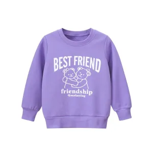 Toddler/Kid Girl's Purple Sweatshirt with Bear Print Deisgn