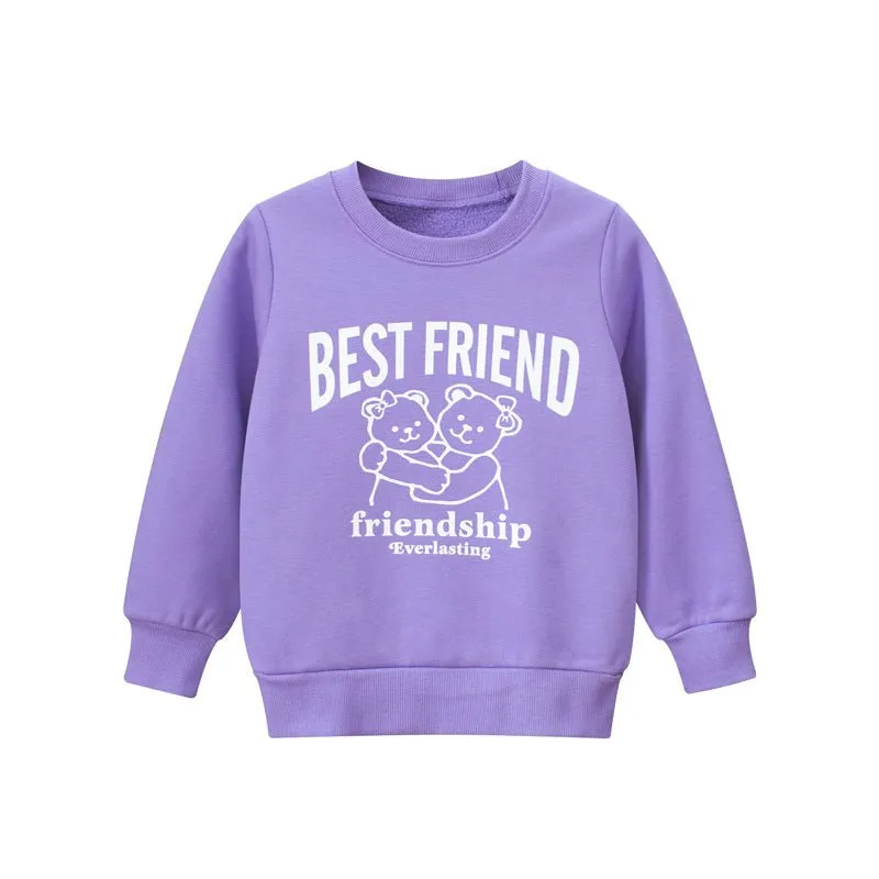 Toddler/Kid Girl's Purple Sweatshirt with Bear Print Deisgn