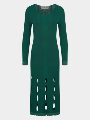 Venyx Pointelle Dress in Jade Metallic