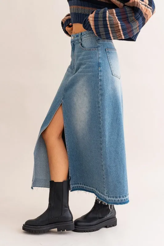 Vintage Denim Maxi Skirt