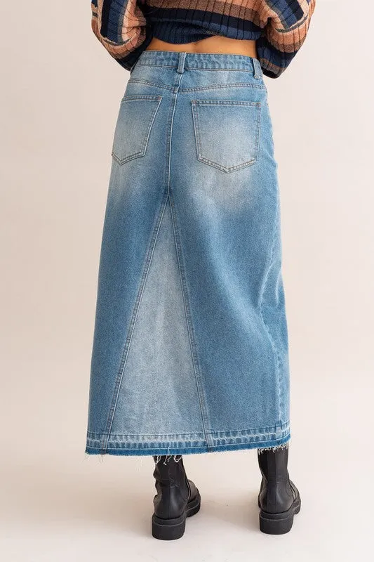 Vintage Denim Maxi Skirt