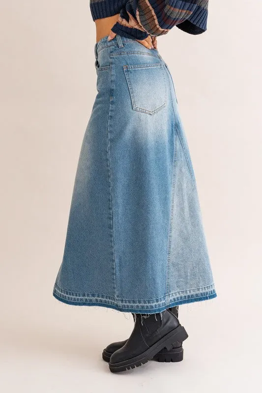 Vintage Denim Maxi Skirt