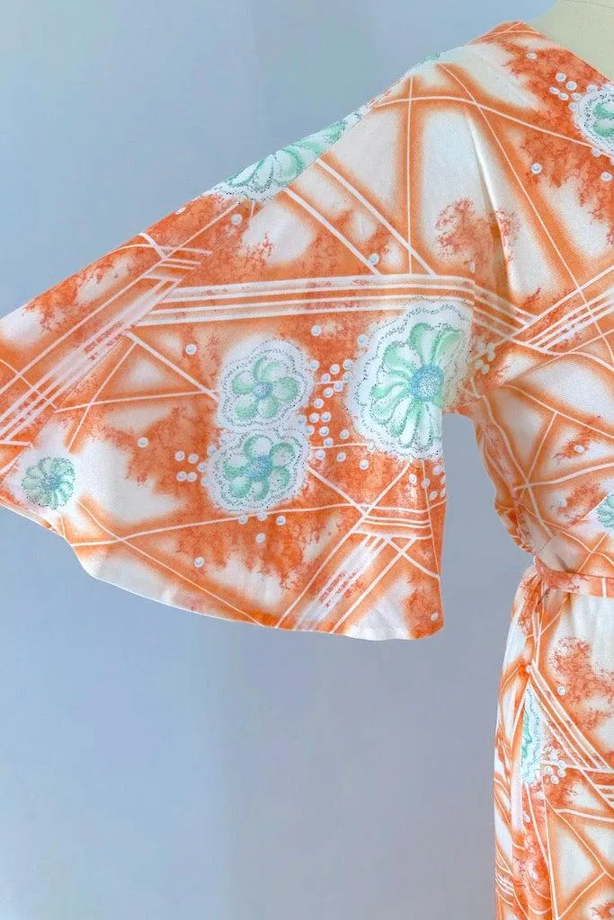 Vintage Orange Floral Maxi Dress