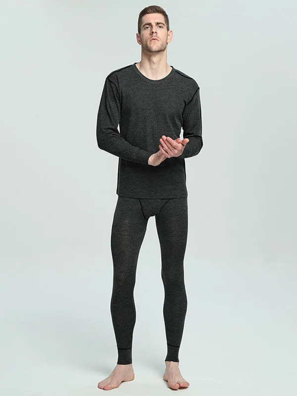 Warm Men's 100% Merino Wool Thermal Underwear Set - SF1060