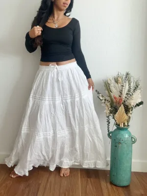 White Cotton Maxi Skirt