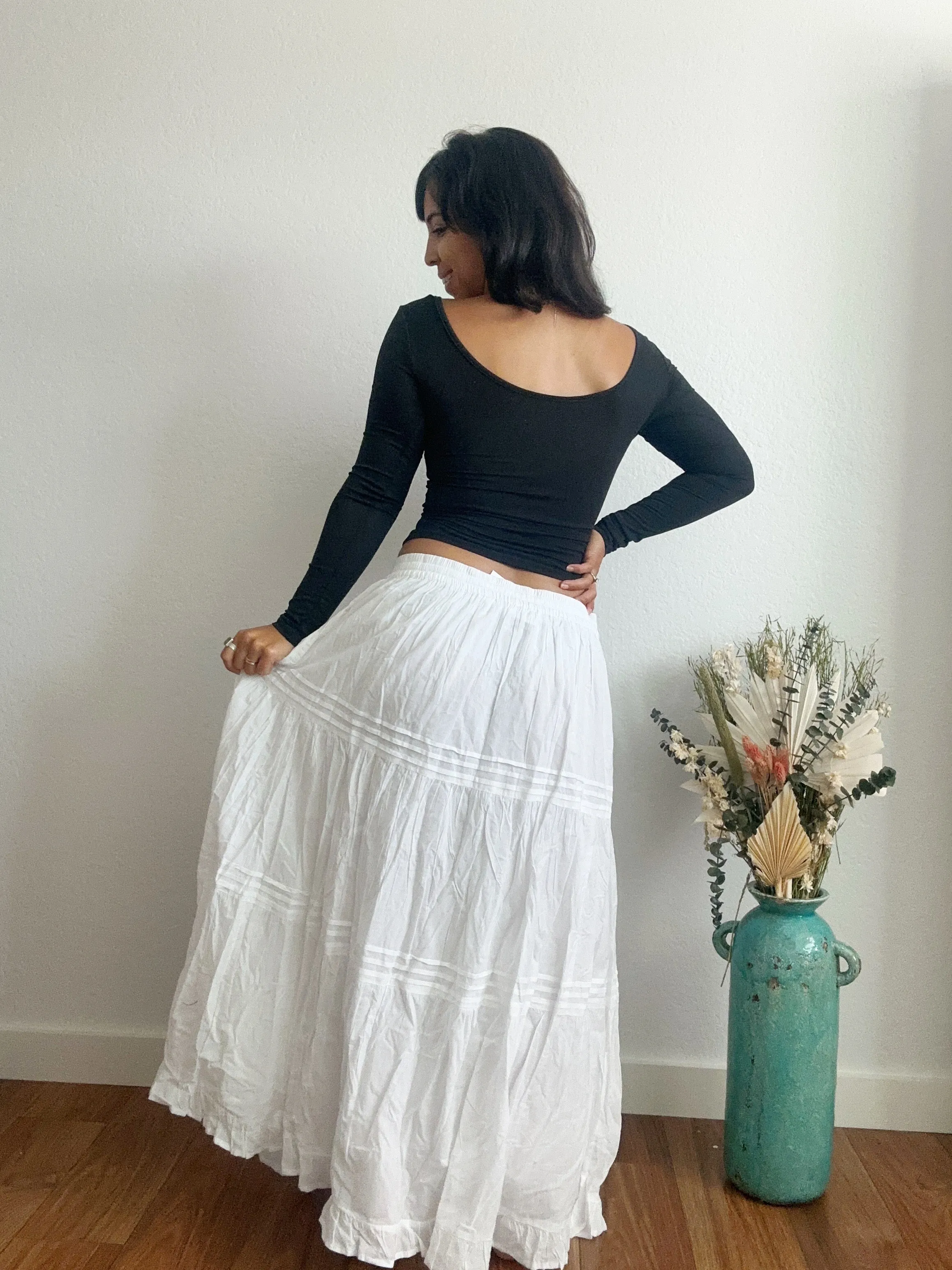 White Cotton Maxi Skirt