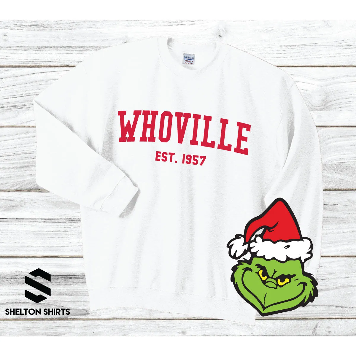 Whoville Collegiate Sweatshirt The Grinch Hoodie or Shirt