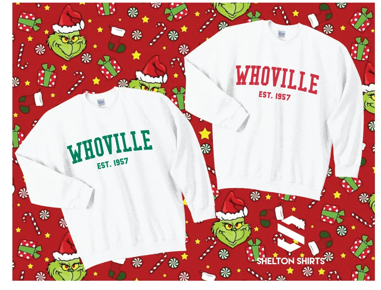 Whoville Collegiate Sweatshirt The Grinch Hoodie or Shirt