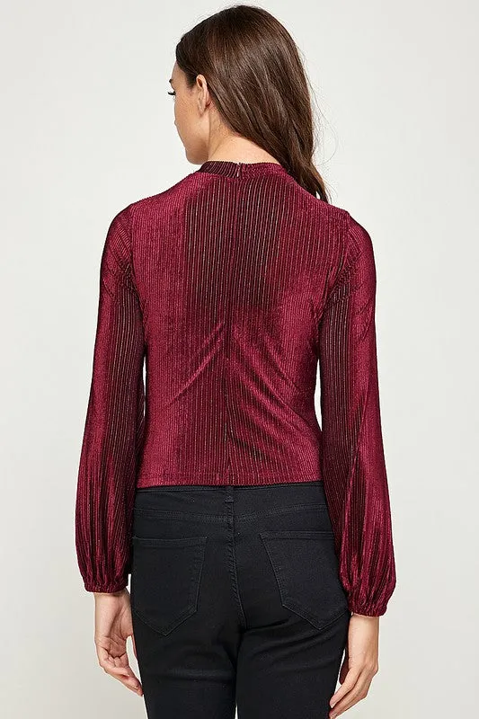 Winery Velvet Long Sleeve Top