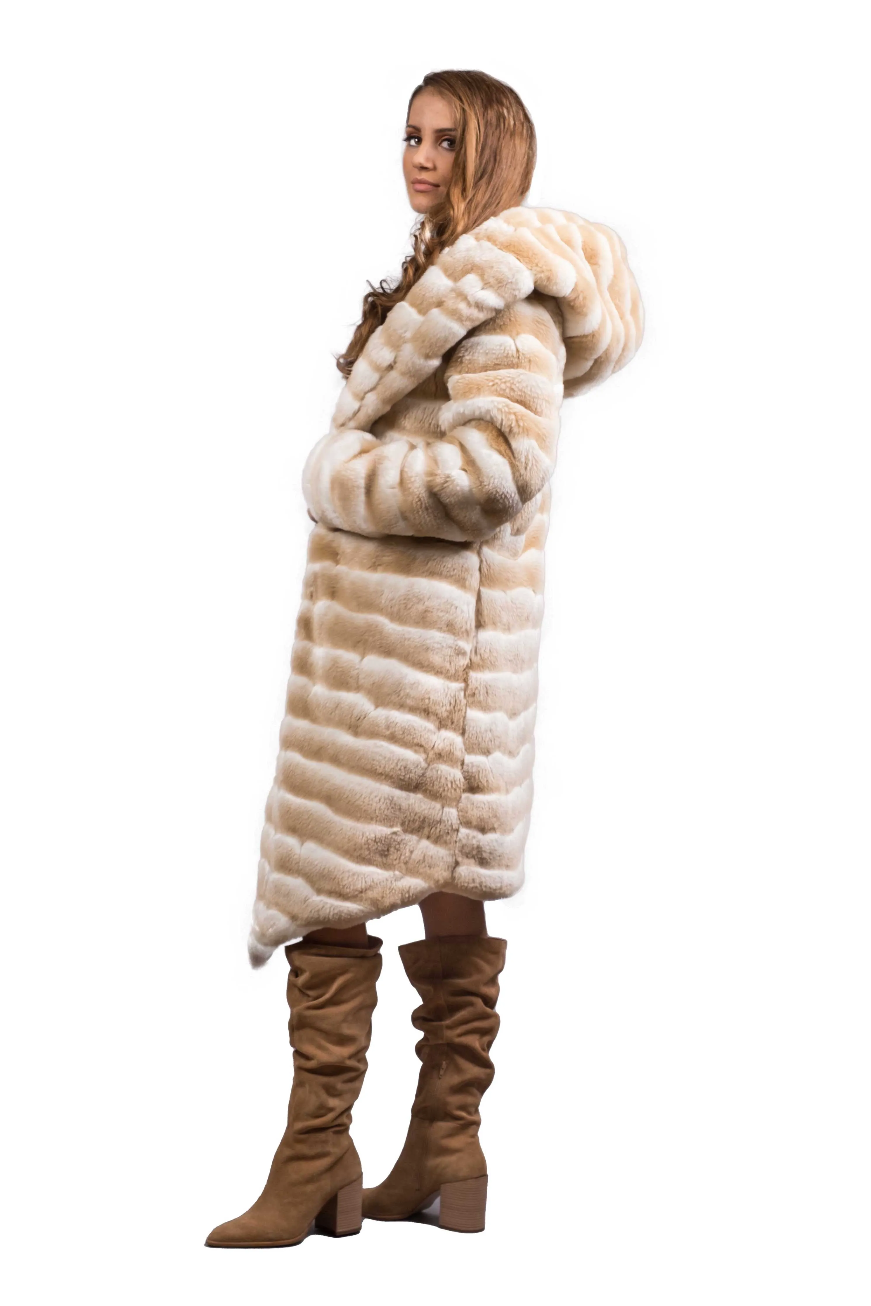 Women's Desert Warrior Coat in "Toasted Marshmallow" Chinchilla