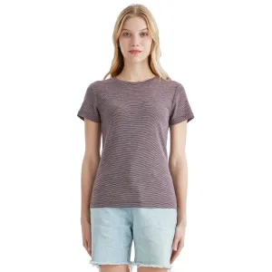 Women's Merino 200g Short Sleeve T-Shirt Fig Gray Stripes