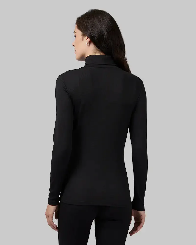 Women's Midweight Rib Base Layer Turtleneck - Black