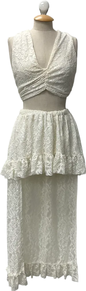 Zack White Lace Maxi Skirt & White Lace Top UK S/M